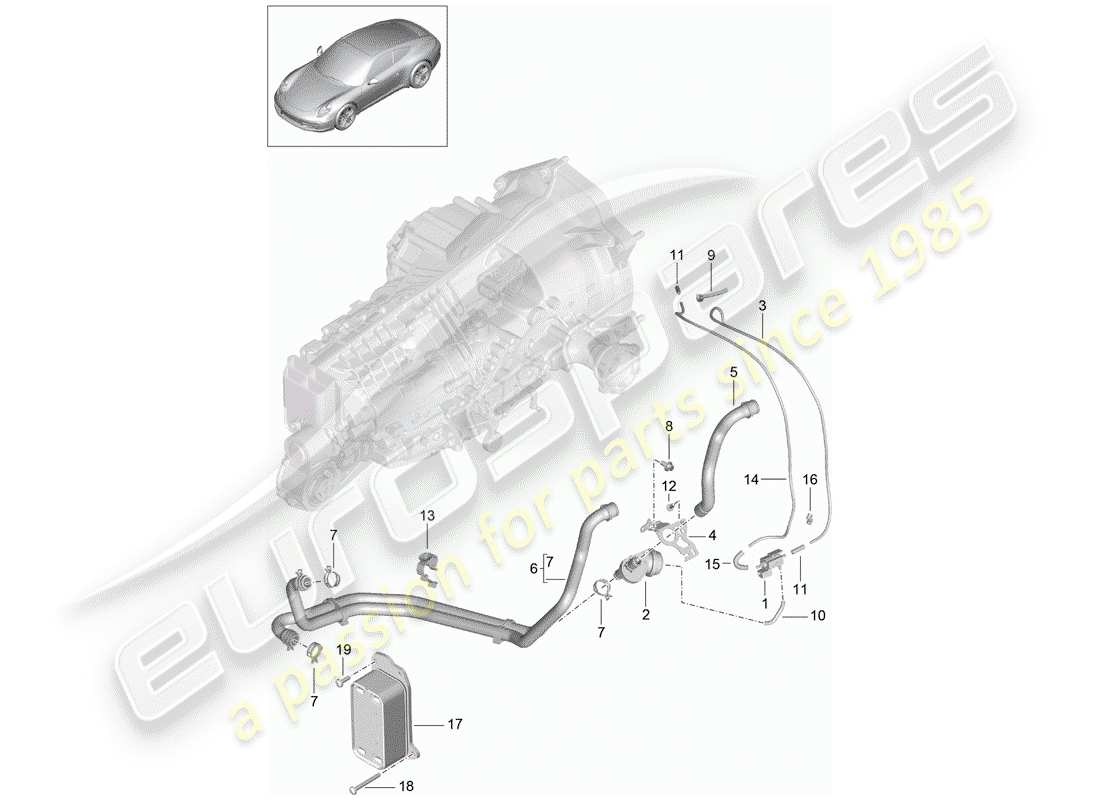 a part diagram from the porsche 2016 (991-1) parts catalogue