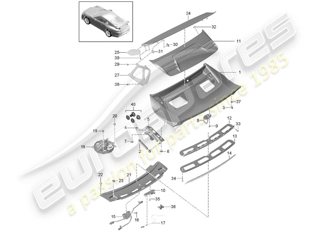 a part diagram from the porsche 991 parts catalogue