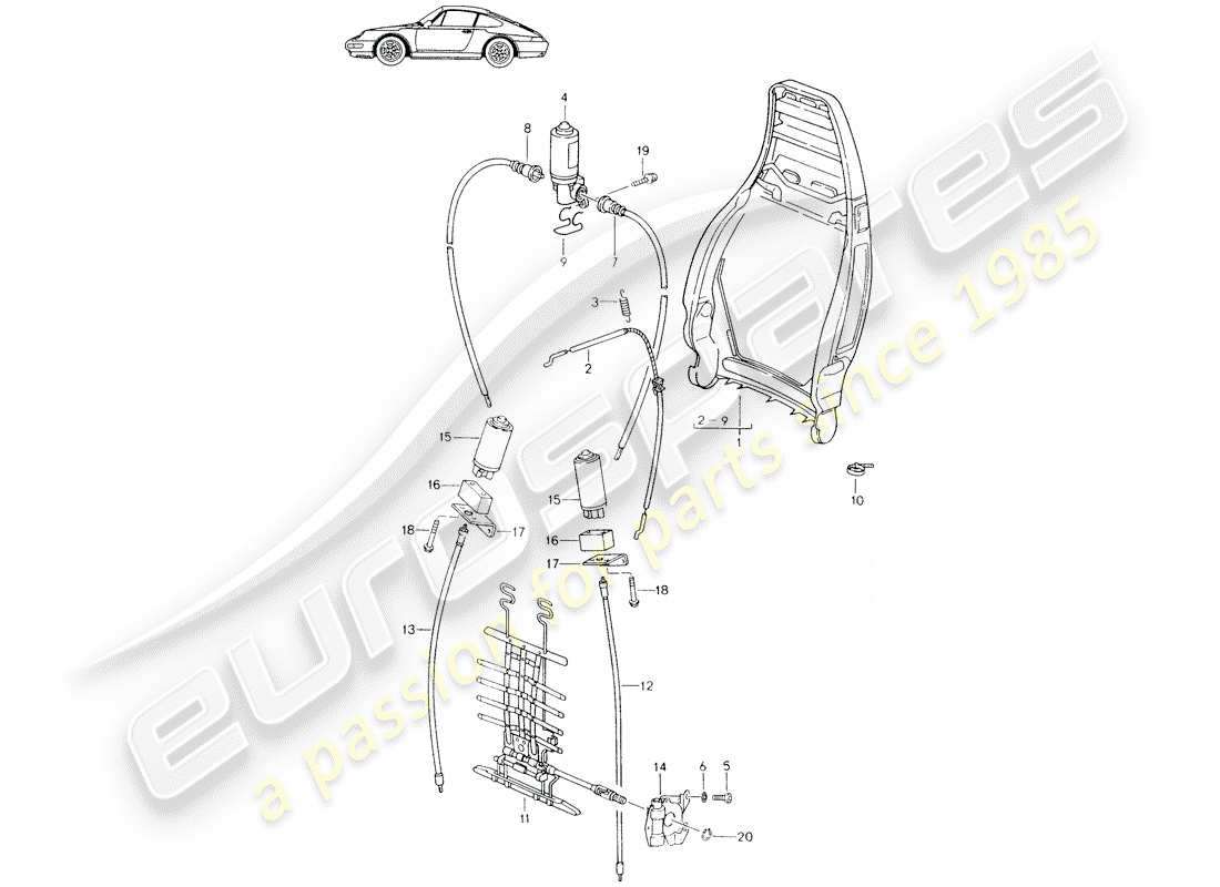 a part diagram from the porsche accessories and tequipment parts catalogue