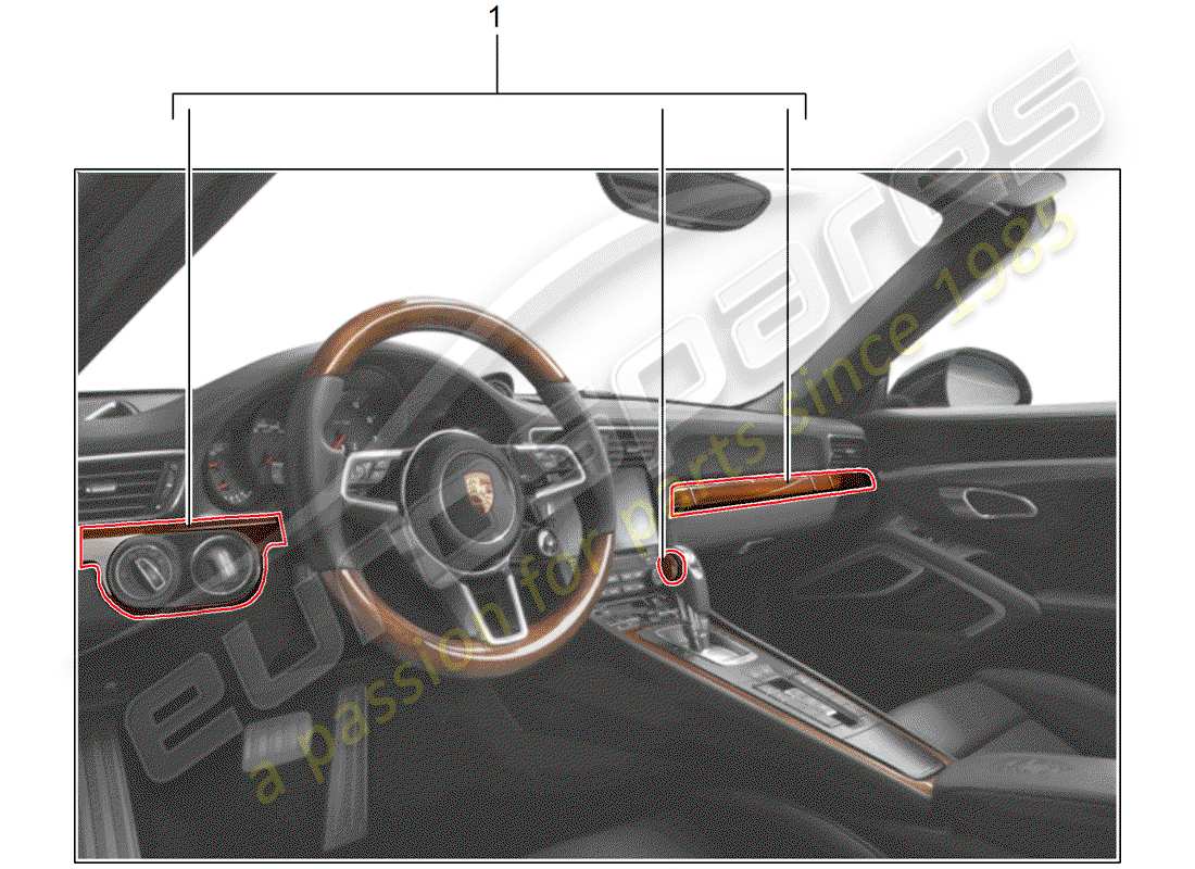 a part diagram from the porsche 2016 (tequipment 98x/99x) parts catalogue