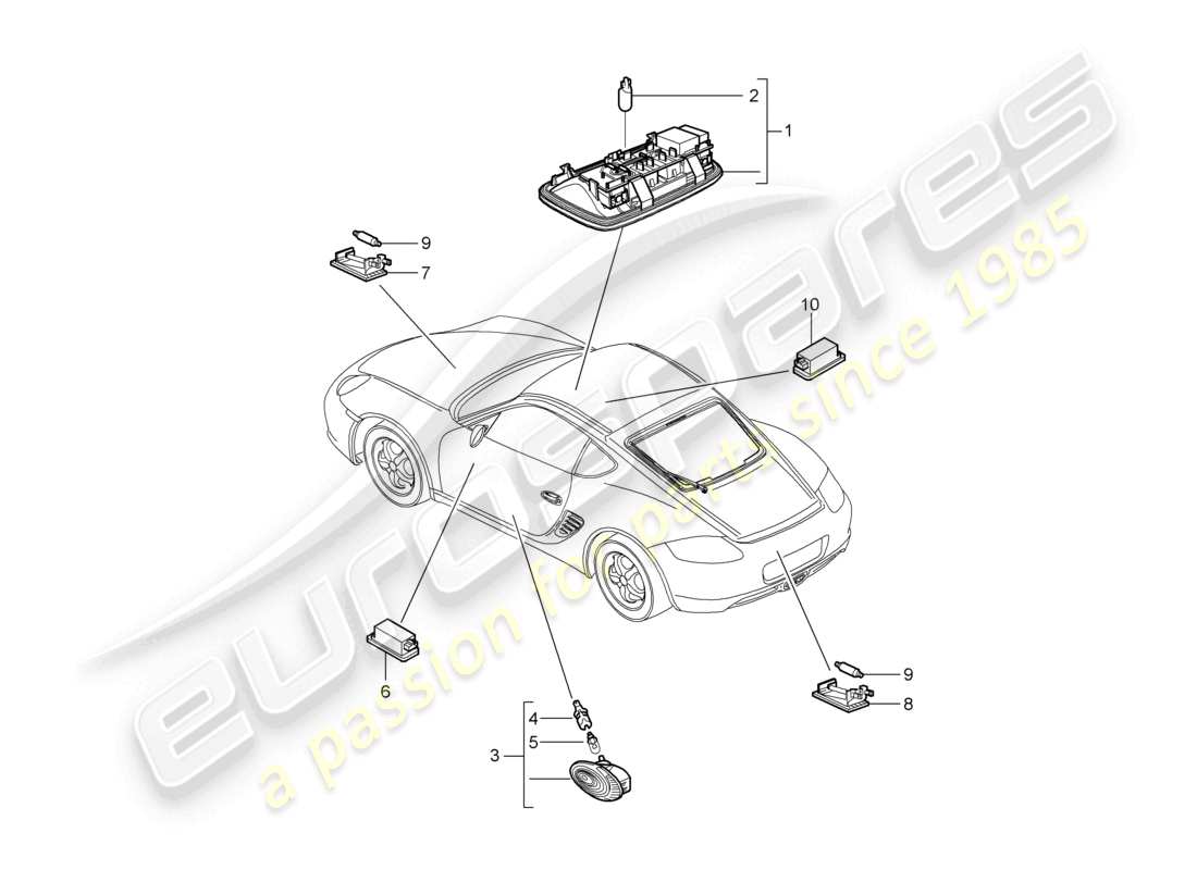 VIEW PARTS DIAGRAMS FROM THE PORSCHE CAYMAN PARTS CATALOGUE a part diagram from the porsche cayman parts catalogue