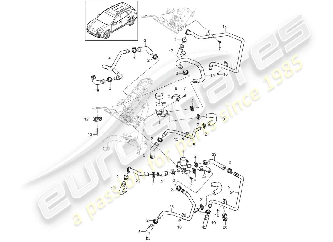 a part diagram from the porsche 2016 (cayenne e2 92a) parts catalogue