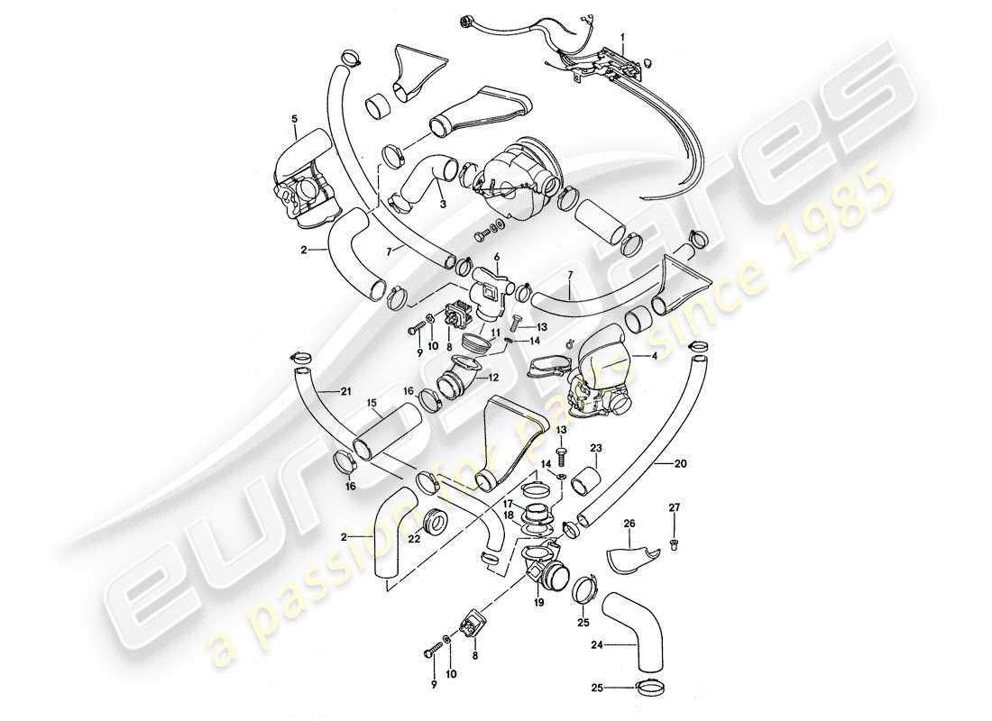 a part diagram from the porsche 1975 (911 turbo) parts catalogue