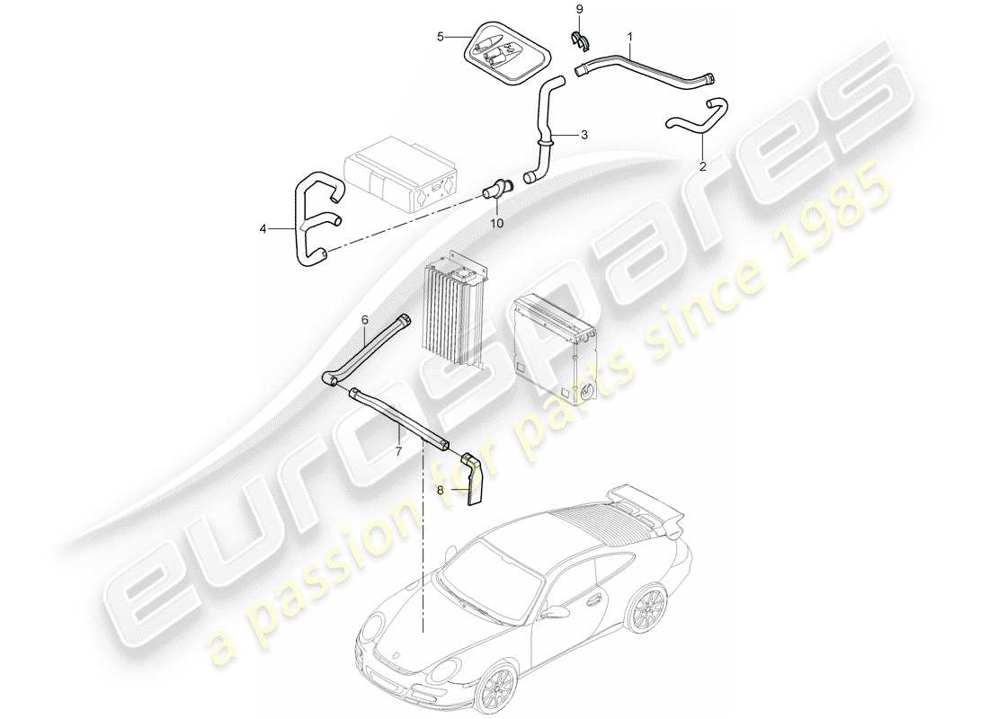 a part diagram from the porsche 2009 997-2 turbo / gt2 parts catalogue