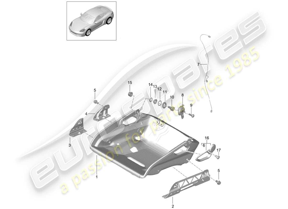 VIEW PARTS DIAGRAMS FROM THE PORSCHE CAYMAN PARTS CATALOGUE a part diagram from the porsche cayman parts catalogue