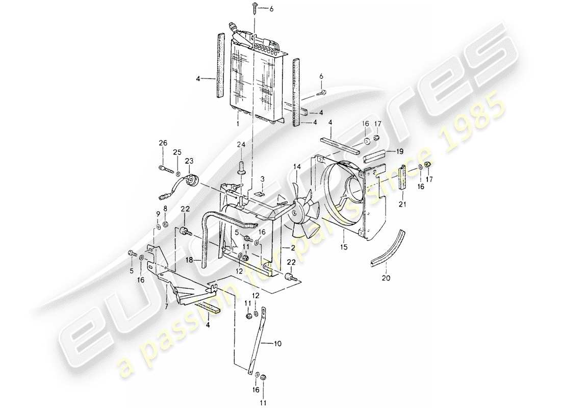 porsche 1992 (964) capacitor - fan parts diagram