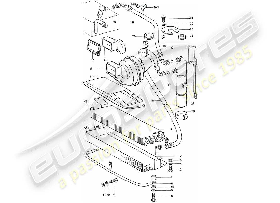 porsche 1974 (911) air conditioner - capacitor - lines part diagram