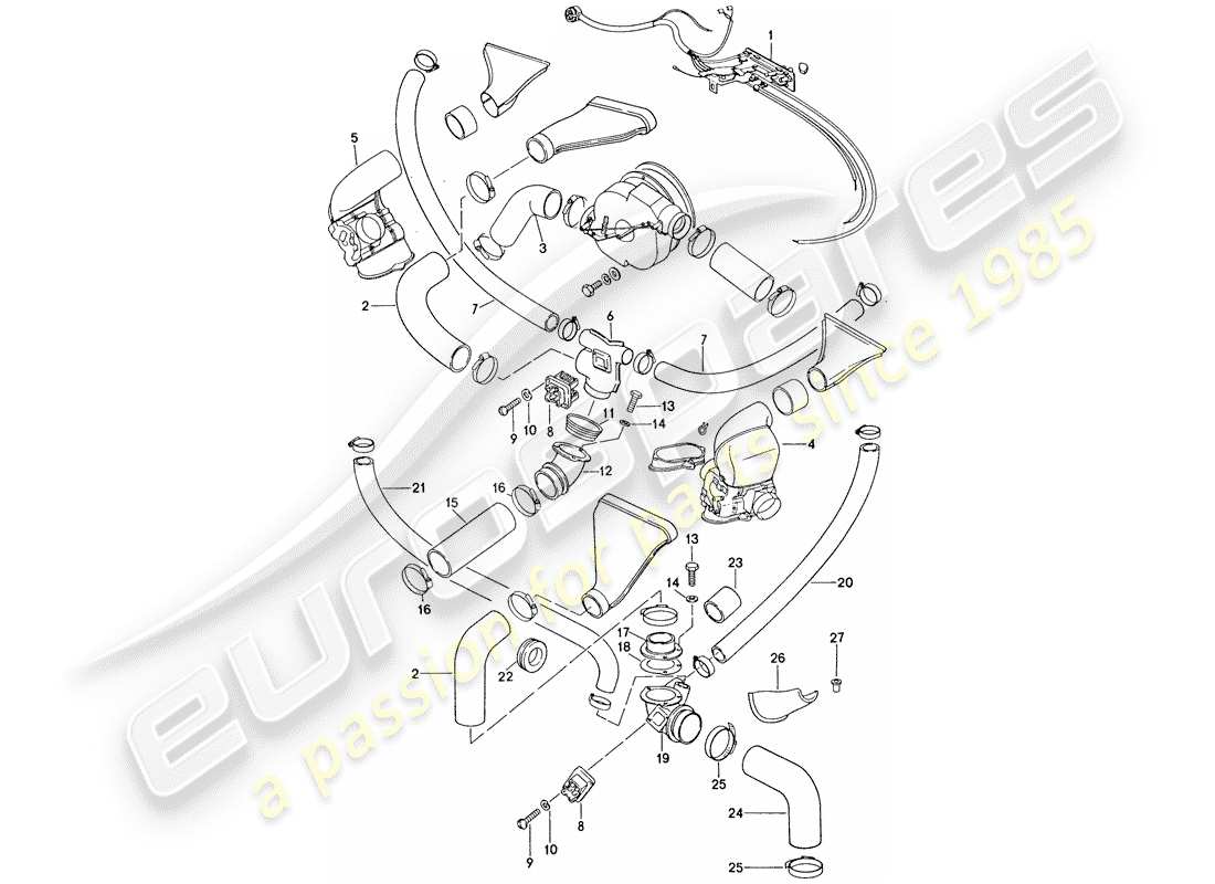 porsche 1976 (911) air conditioner - cooling air duct part diagram