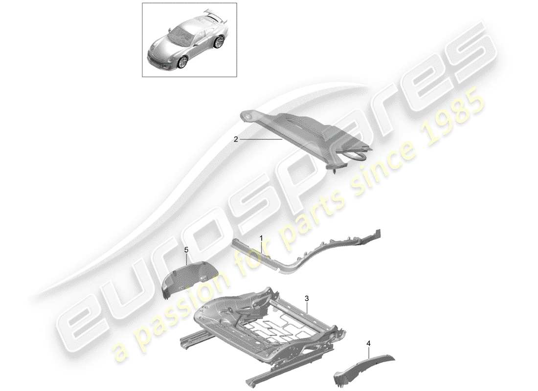 porsche 2014 (991-1 r/gt3/rs) padding for seat part diagram