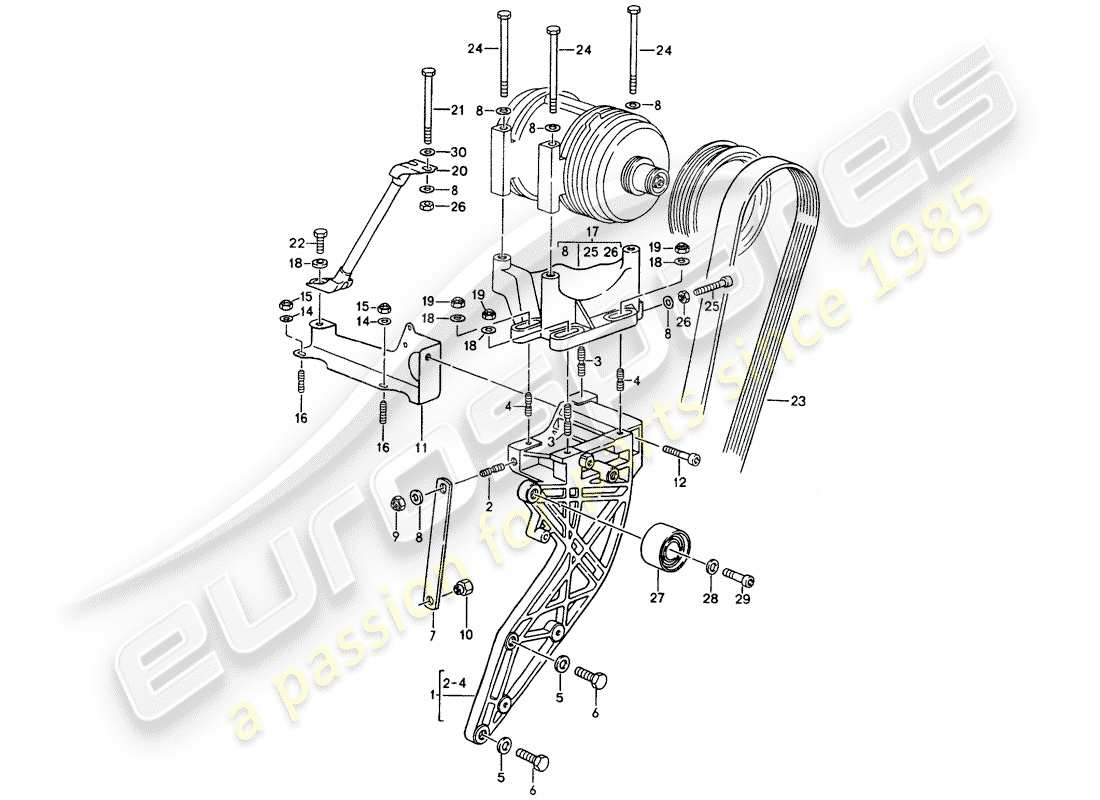 porsche 1990 (964) compressor - mounting - driving mechanism part diagram