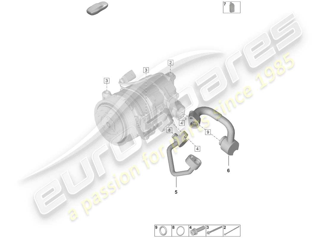 porsche 2020 (992-1) air conditioner compressor parts diagram