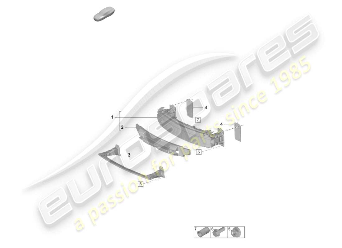 porsche 2020 (992-1) bumper carrier front sport design package parts diagram