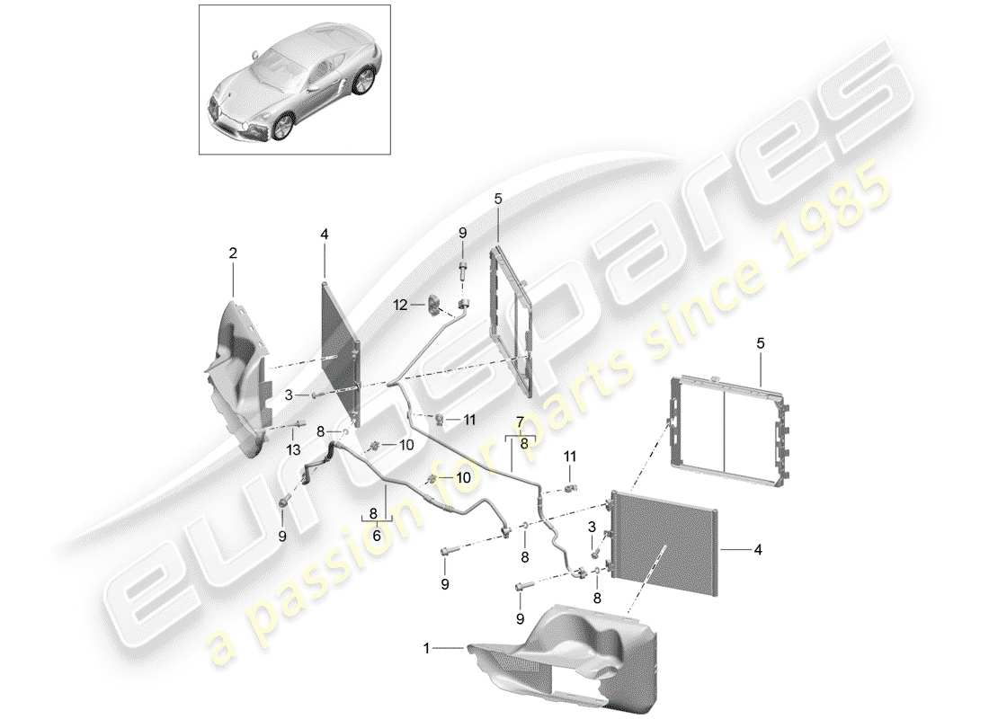 porsche 2020 (718 cayman) refrigerant circuit part diagram