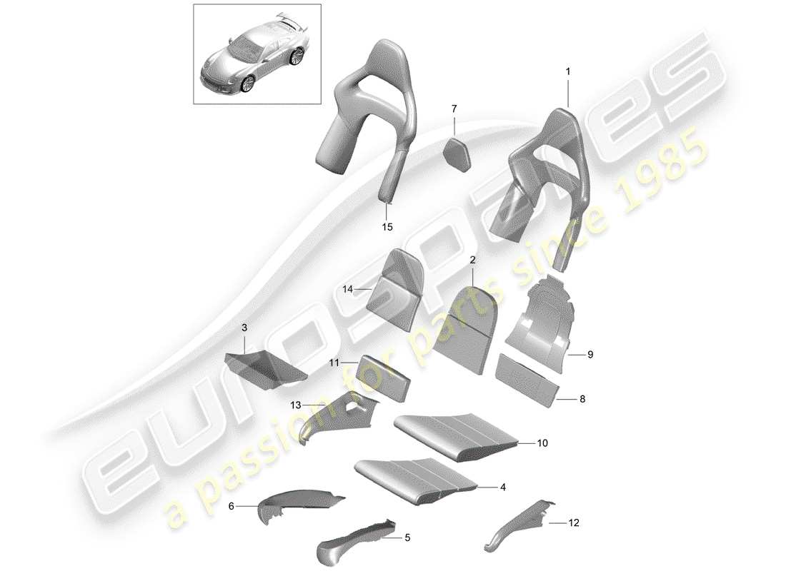 porsche 2019 (991-2 r/gt3/rs) foam part part diagram