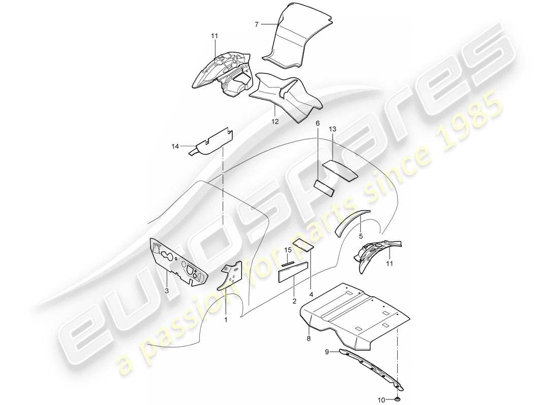 porsche 2007 (997-1) body shell part diagram