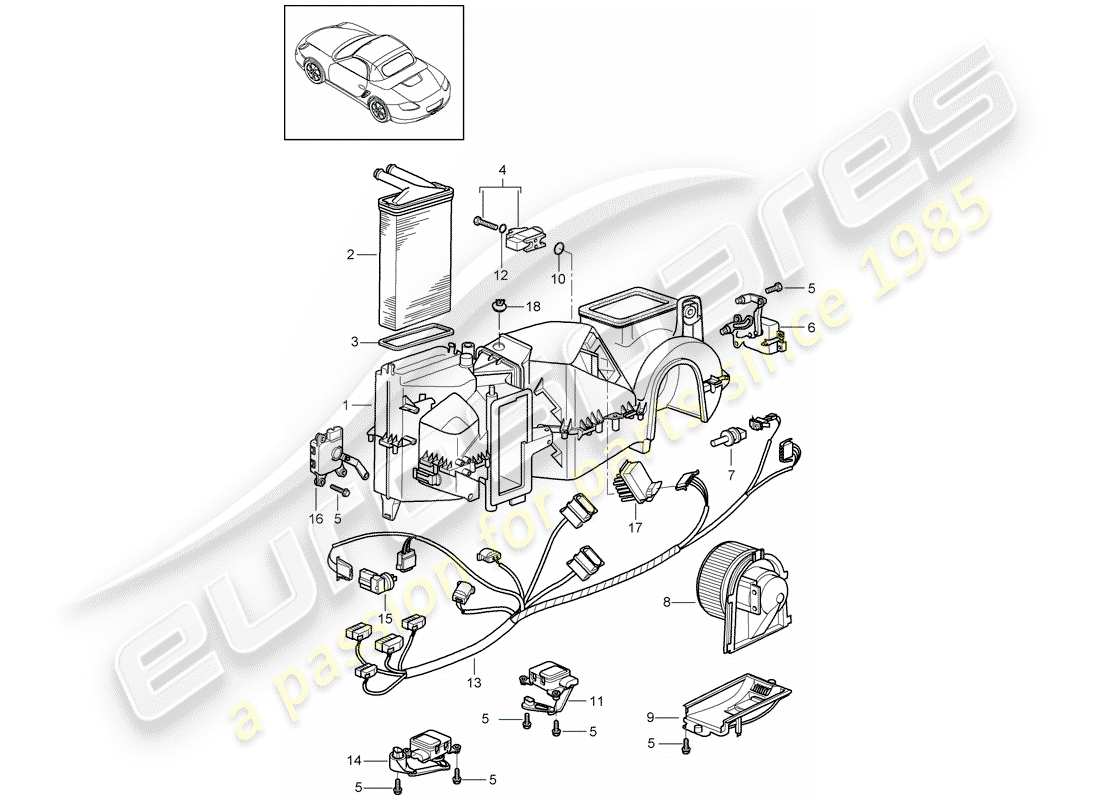 porsche 2006 (987 boxster) air conditioner part diagram
