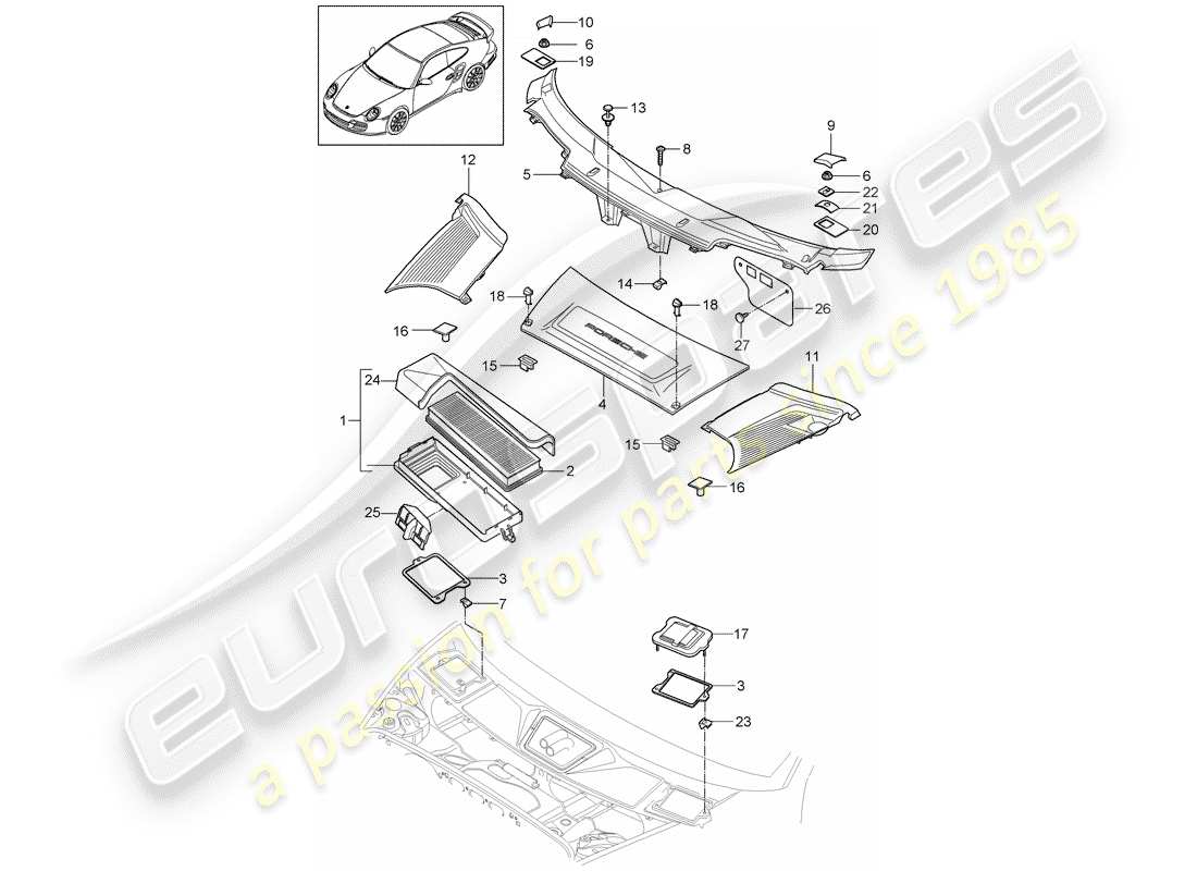 porsche 2008 (997-1 turbo / gt2) particulate filter part diagram