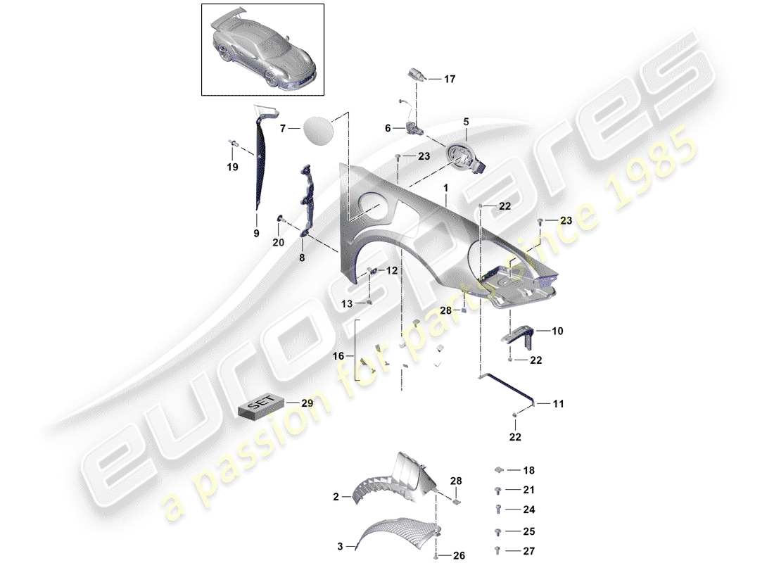 porsche 2016 (991-1 r/gt3/rs) fasteners part diagram