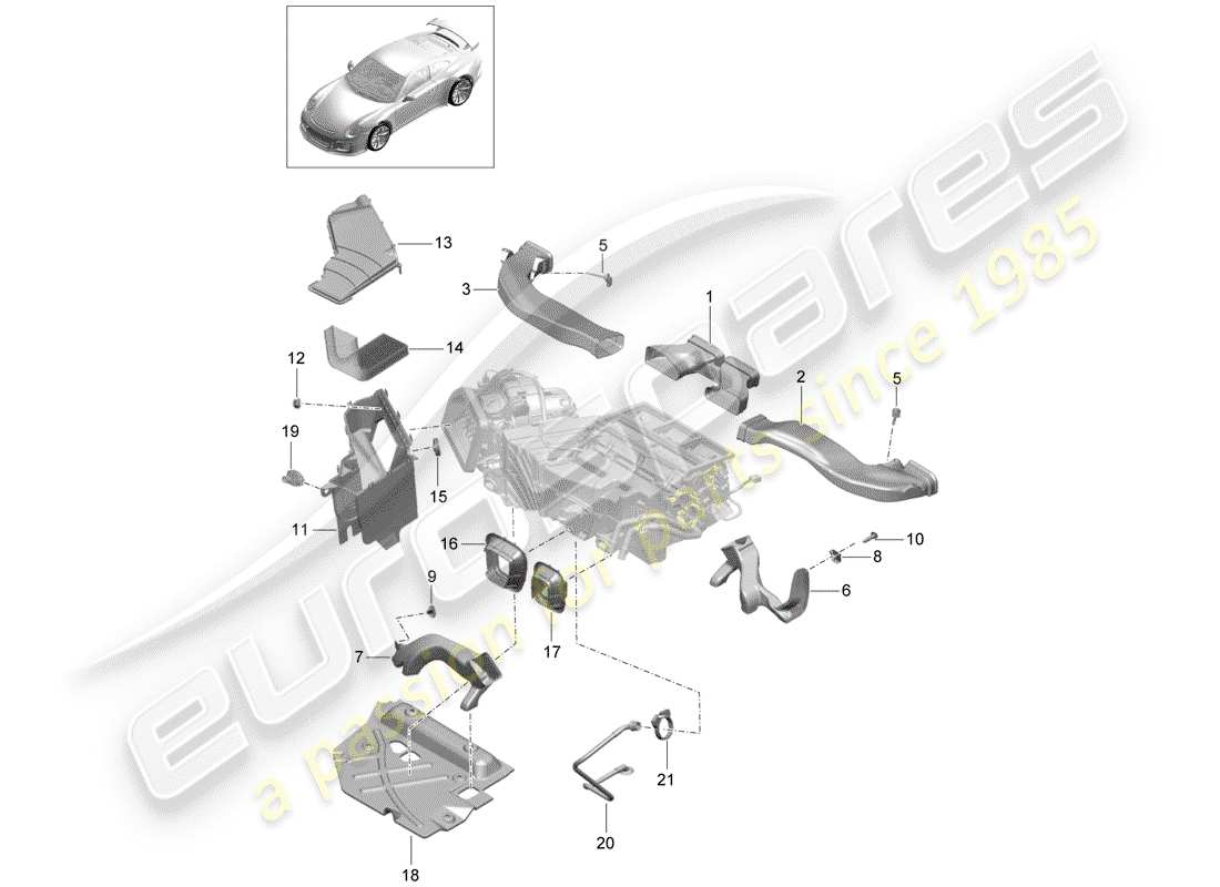 porsche 2019 (991-2 r/gt3/rs) air duct part diagram