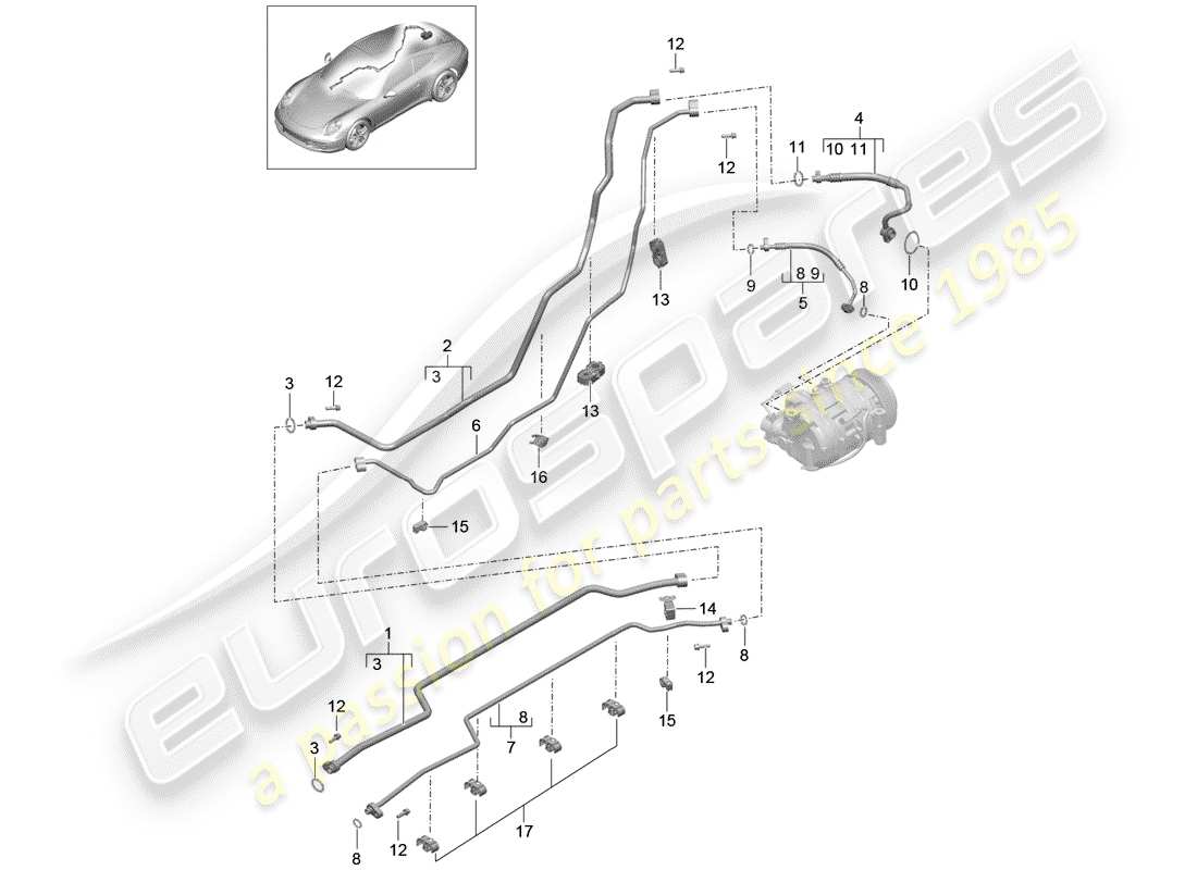 porsche 2013 (991-1) refrigerant circuit part diagram