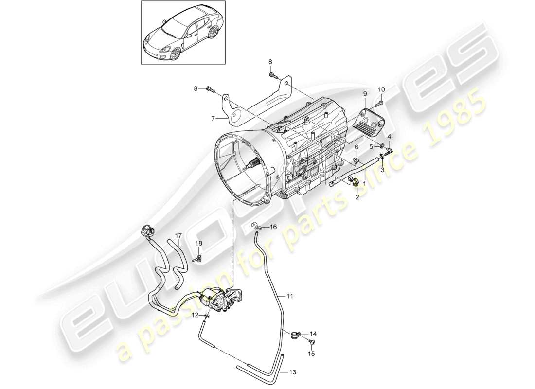 porsche 2010 (cayenne e1 9pa) tiptronic gearbox accessories parts diagram