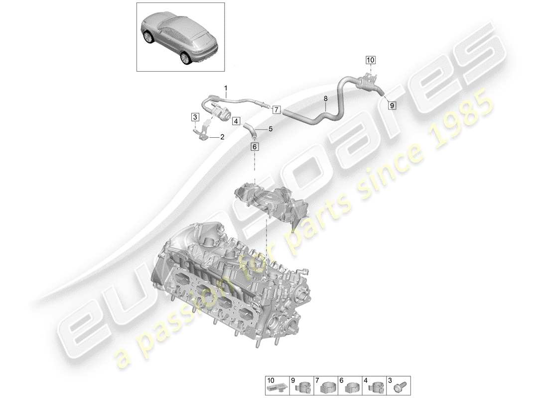 porsche 2019 (macan) breather line part diagram