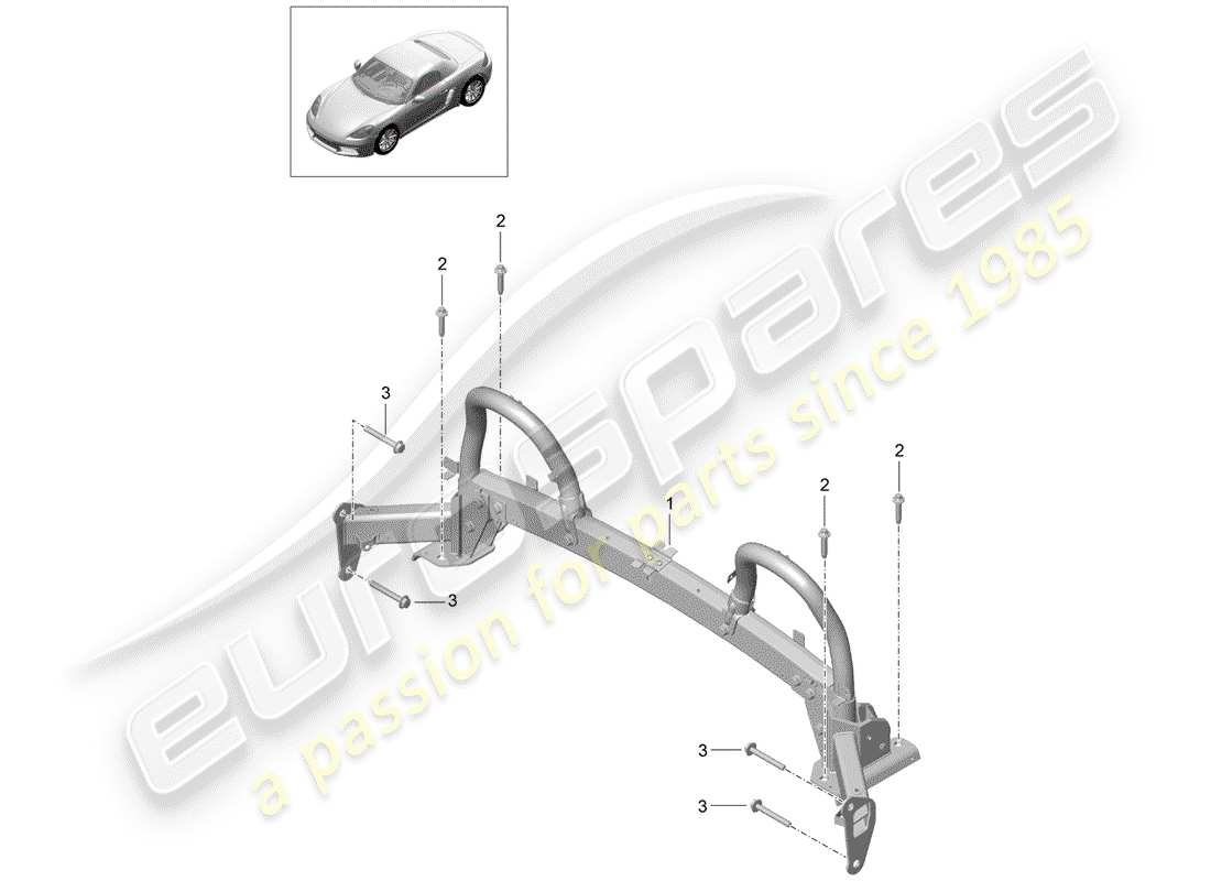 porsche 2018 (718 boxster) roll bar part diagram