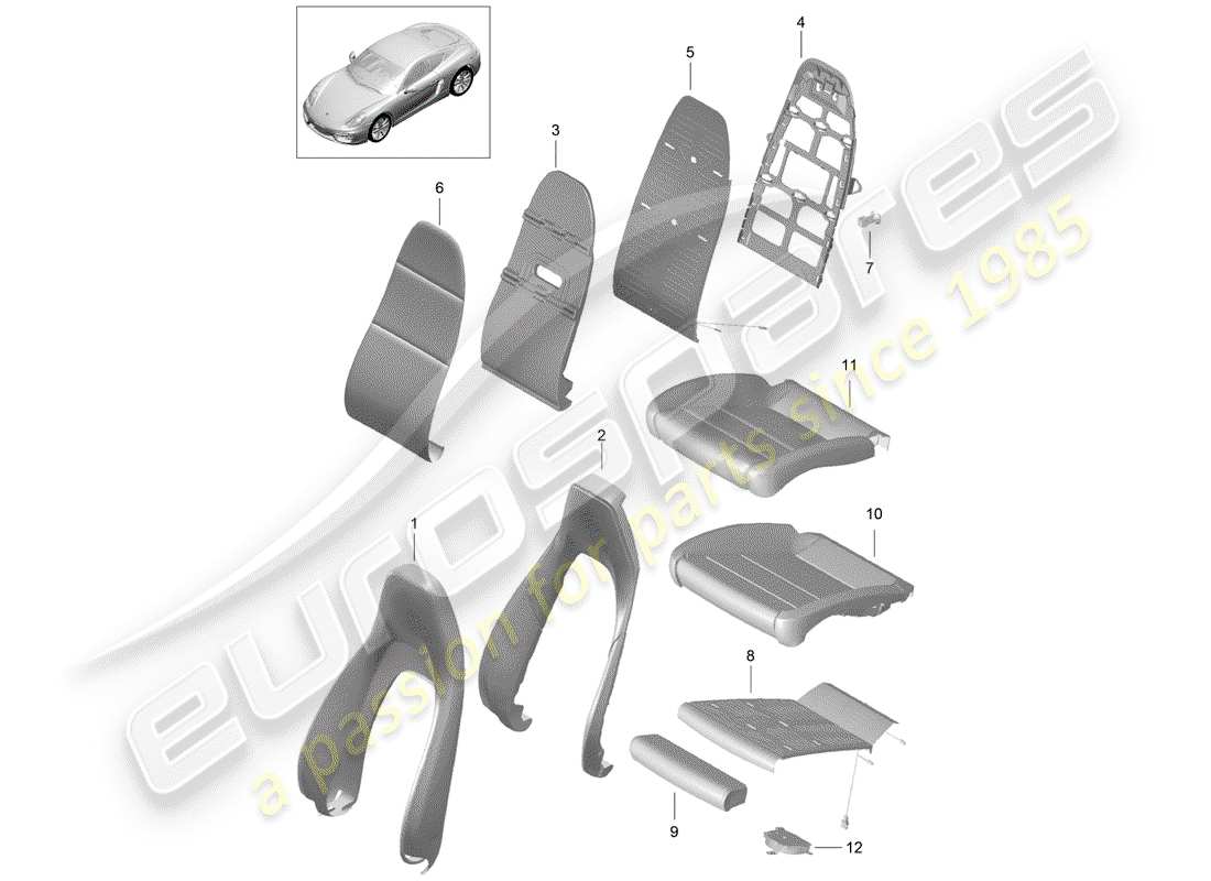 porsche 2016 (981 cayman) foam part part diagram