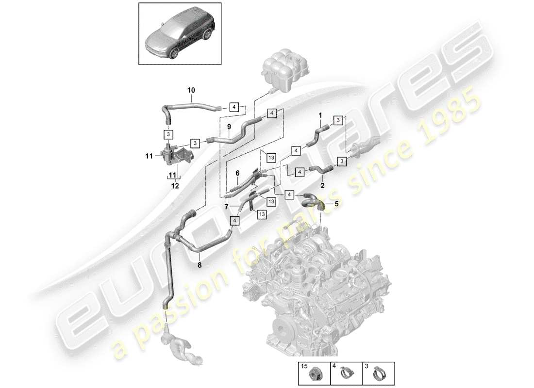 porsche 2018 (cayenne e3 9ya/9yb) heater part diagram
