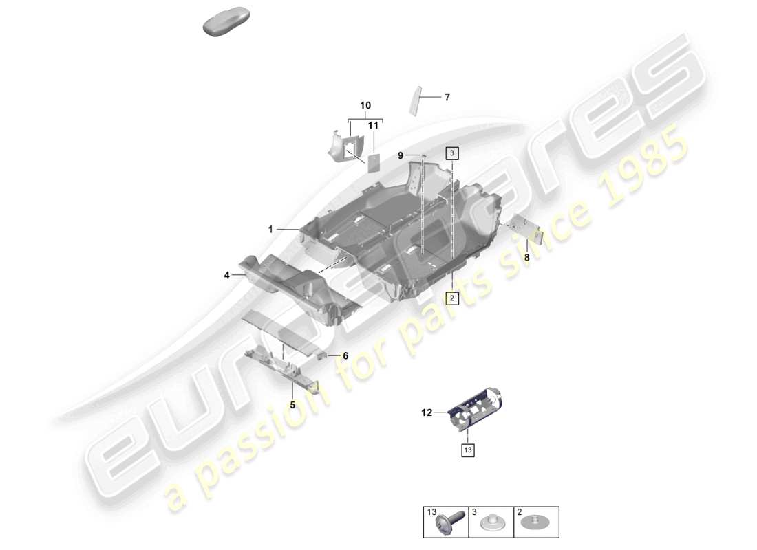 porsche 2019 (992-1) flooring (carpet) trims 911 dakar part diagram
