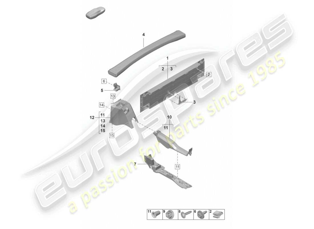 porsche 2019 (992-1) trims rear part diagram