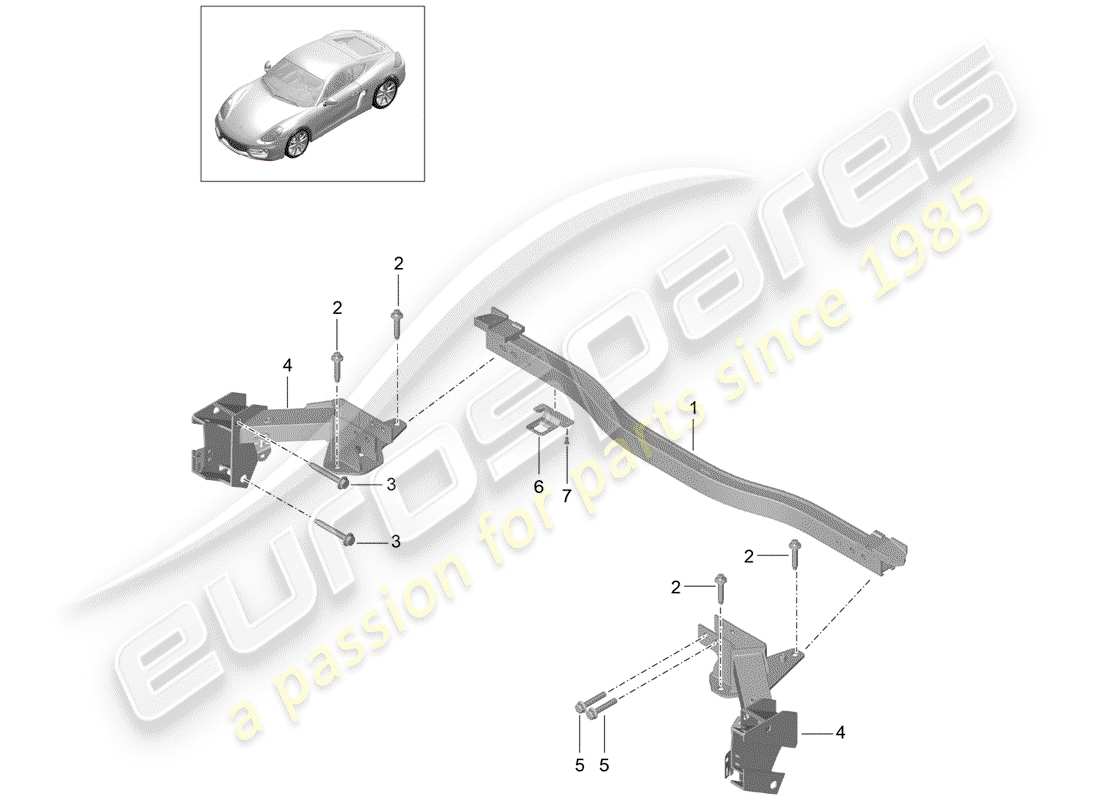 porsche 2016 (981 cayman) cross member part diagram