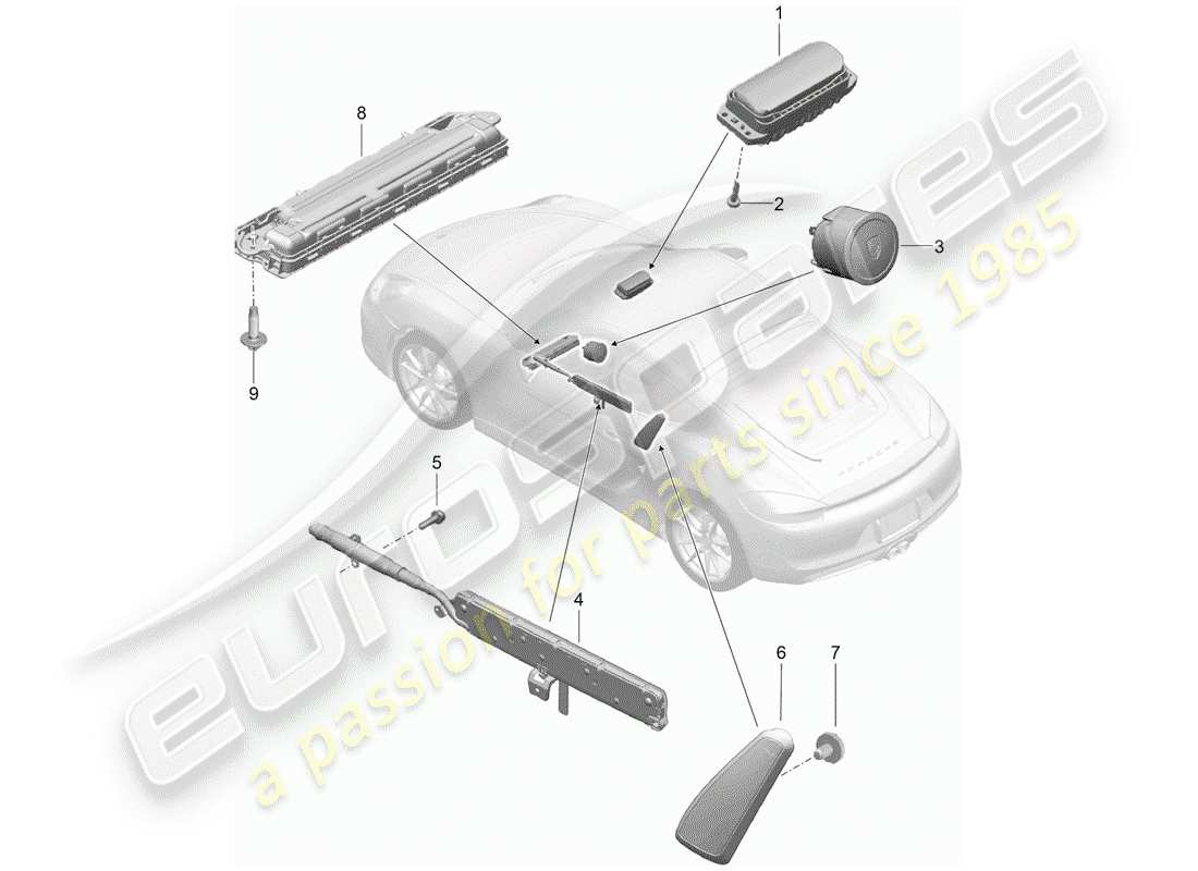 porsche 2016 (981 cayman) airbag part diagram