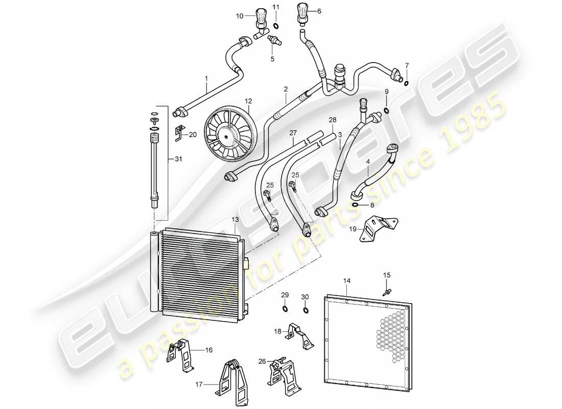 porsche 2005 (carrera gt) refrigerant circuit part diagram