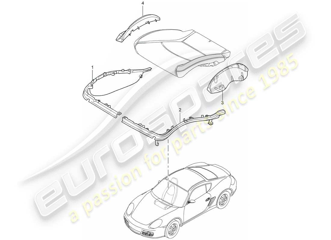 porsche 2008 (987 cayman) cushion carrier part diagram