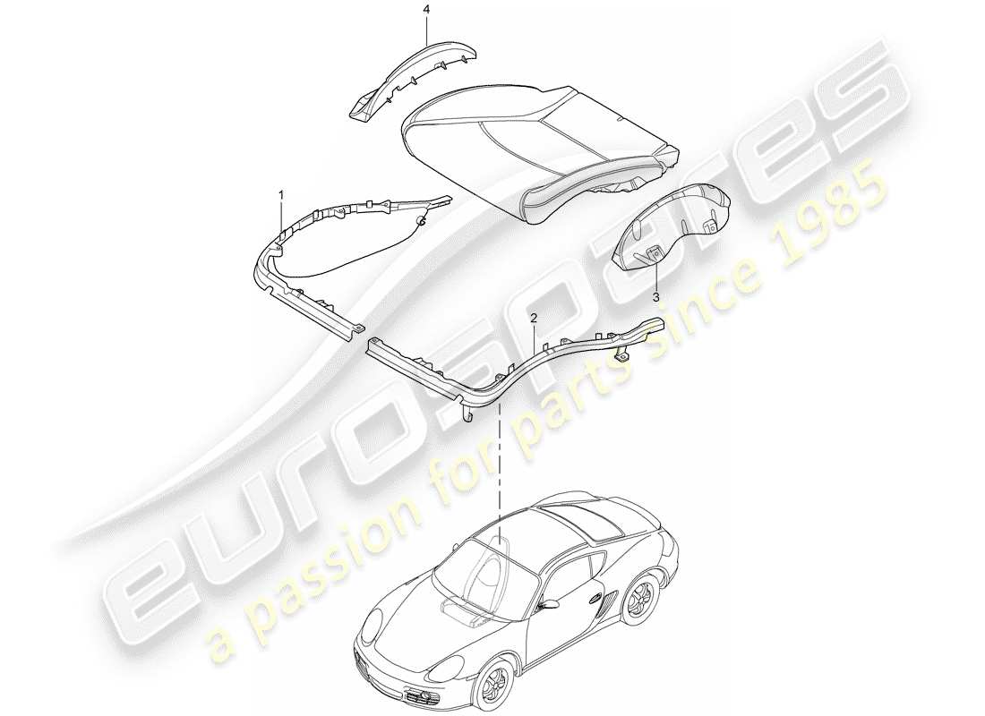 porsche 2009 (987 cayman) cushion carrier part diagram