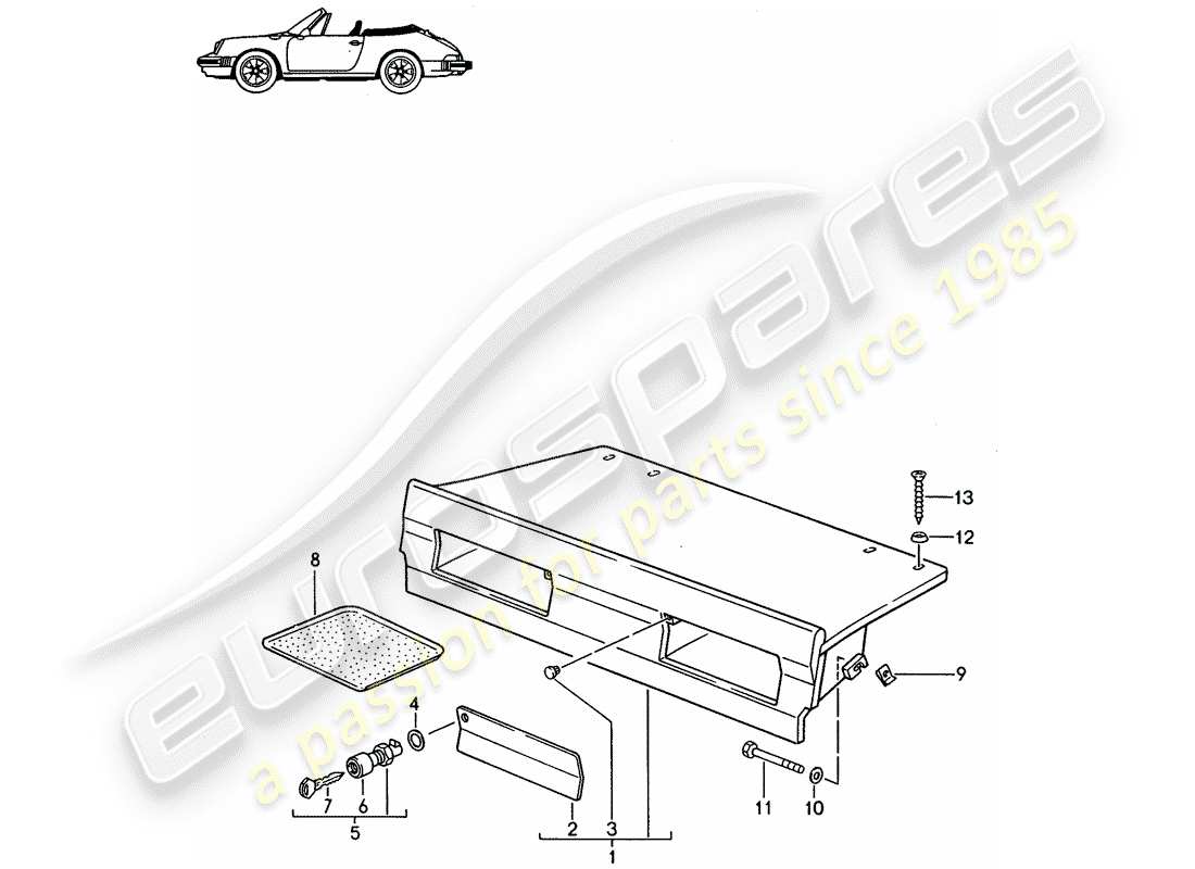 porsche seat 944/968/911/928 (1996) luggage rack - - d - mj 1987>> - mj 1989 part diagram