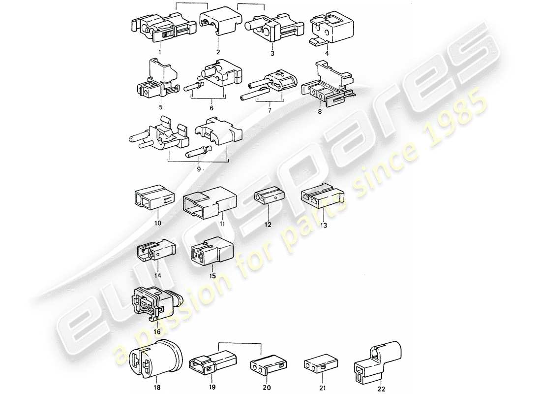 porsche 1994 (964) connector housing parts diagram
