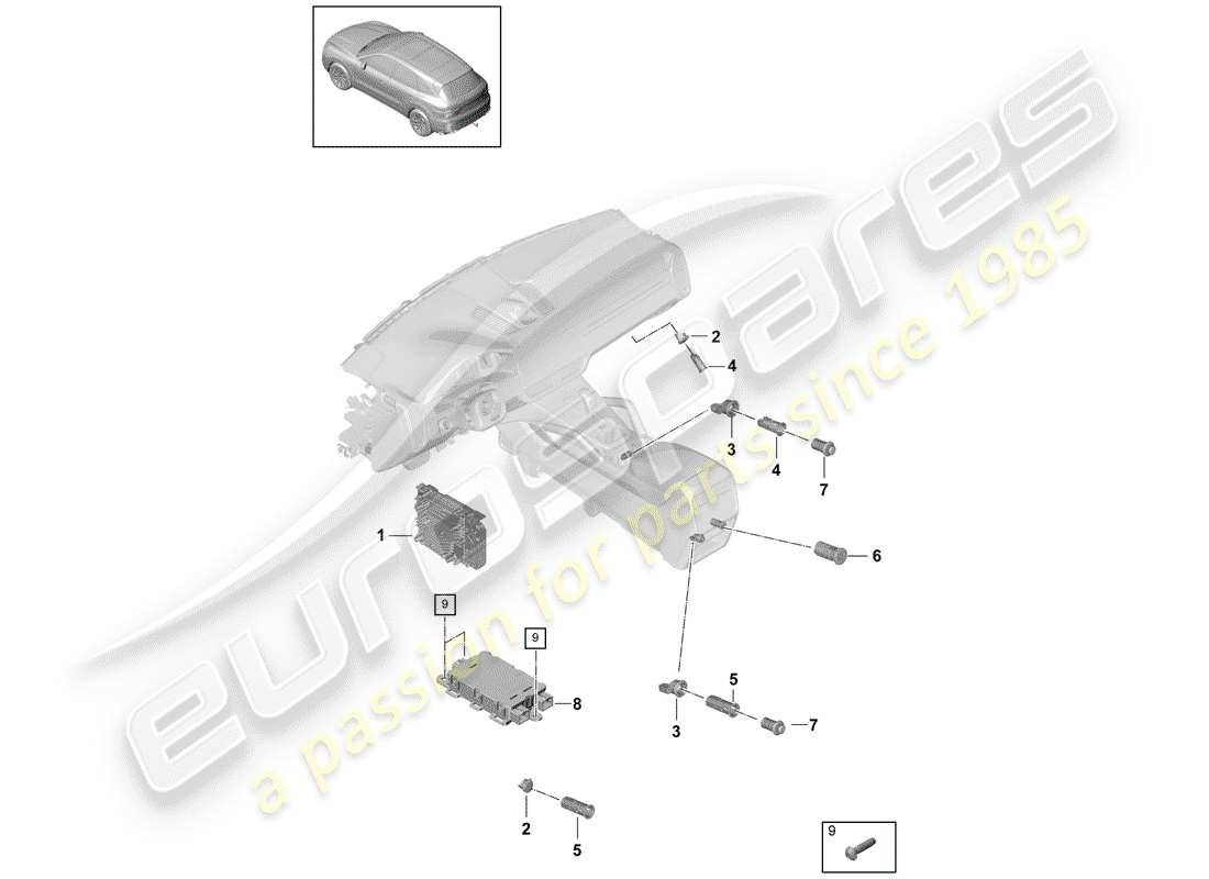 porsche 2019 (cayenne e3 9ya/9yb) voltage transformer part diagram