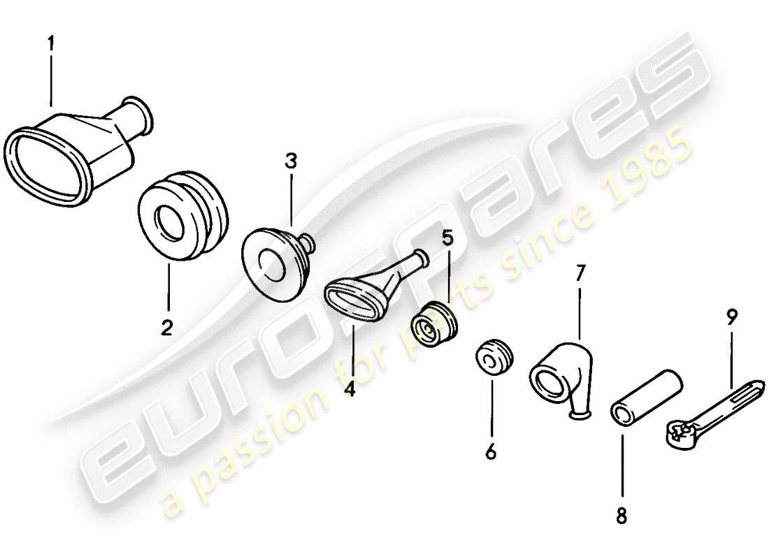 porsche 1987 (924s) grommet - tie wrap part diagram