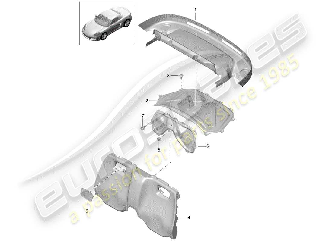 porsche 2019 (718 boxster) trims part diagram