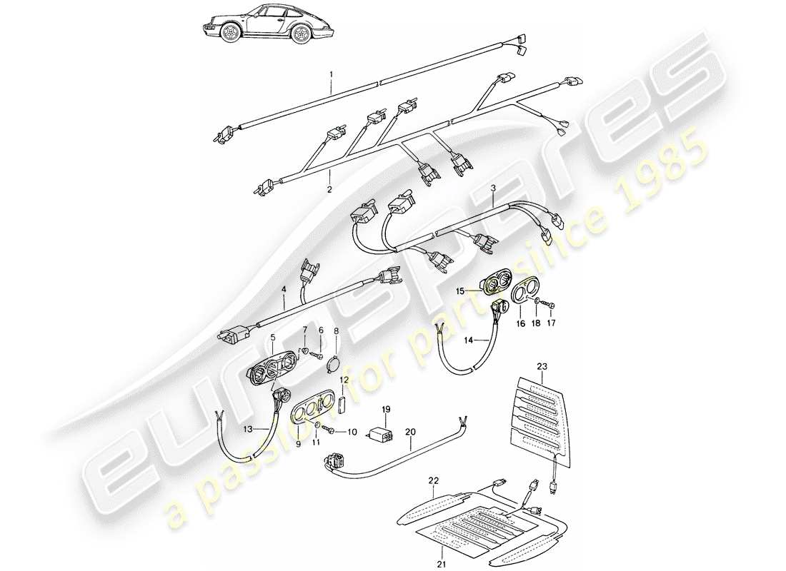 porsche seat 944/968/911/928 (1996) wiring harnesses - switch - seat heater - front seat - d - mj 1989>> - mj 1994 part diagram