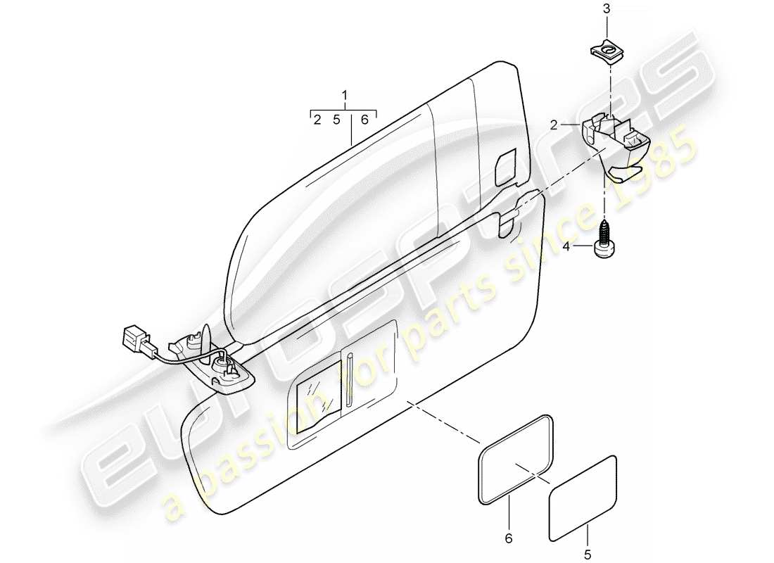 porsche 2008 (cayenne e1 9pa) sun vizors part diagram