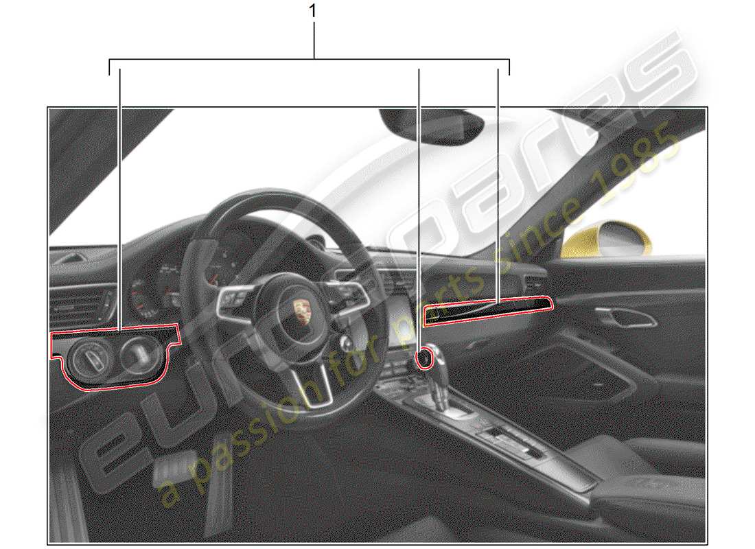 porsche tequipment 98x/99x (2015) installation kit part diagram