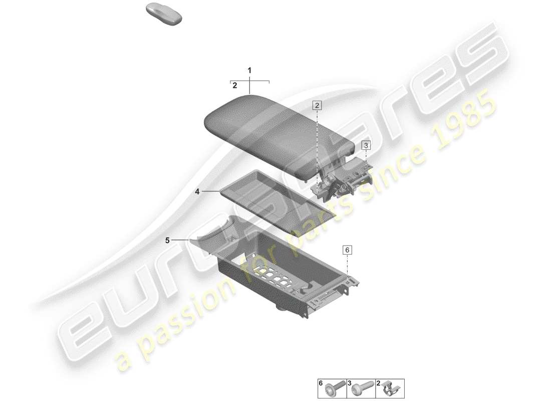 porsche 2019 (992-1) center console part diagram