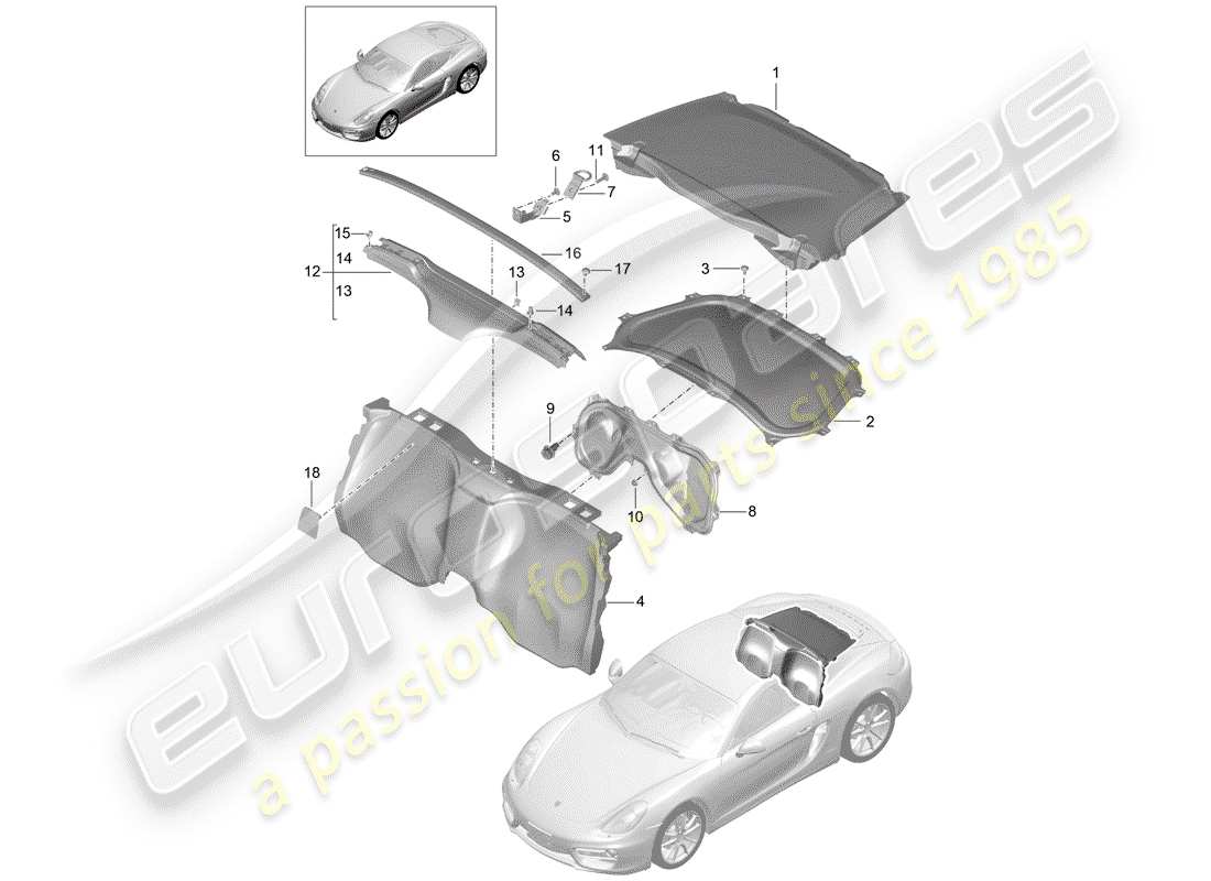 porsche 2016 (981 cayman) trims part diagram