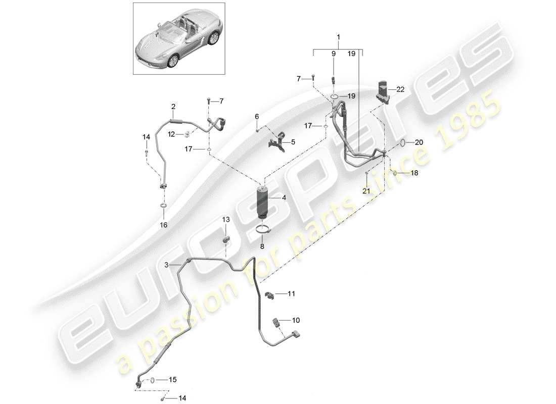 porsche 2017 (718 boxster) refrigerant circuit part diagram