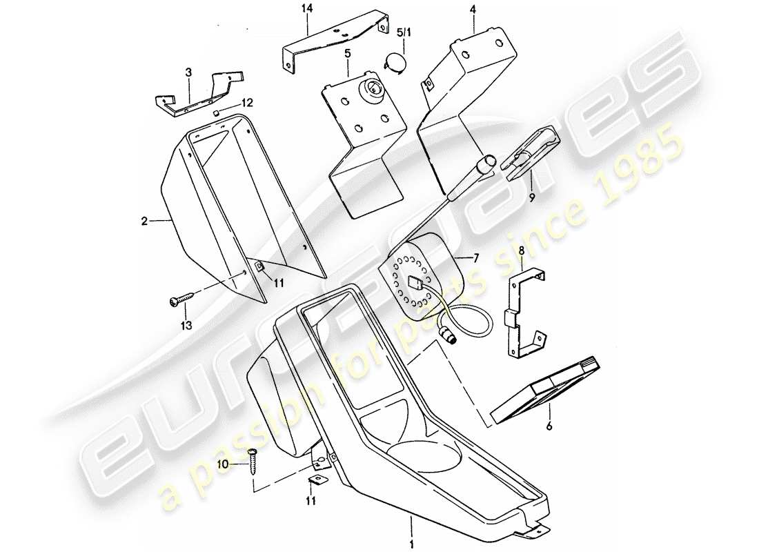 porsche 1975 (911) center console part diagram