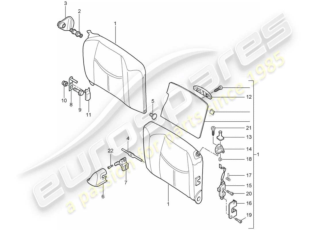porsche 2009 (997-2) emergency seat backrest part diagram