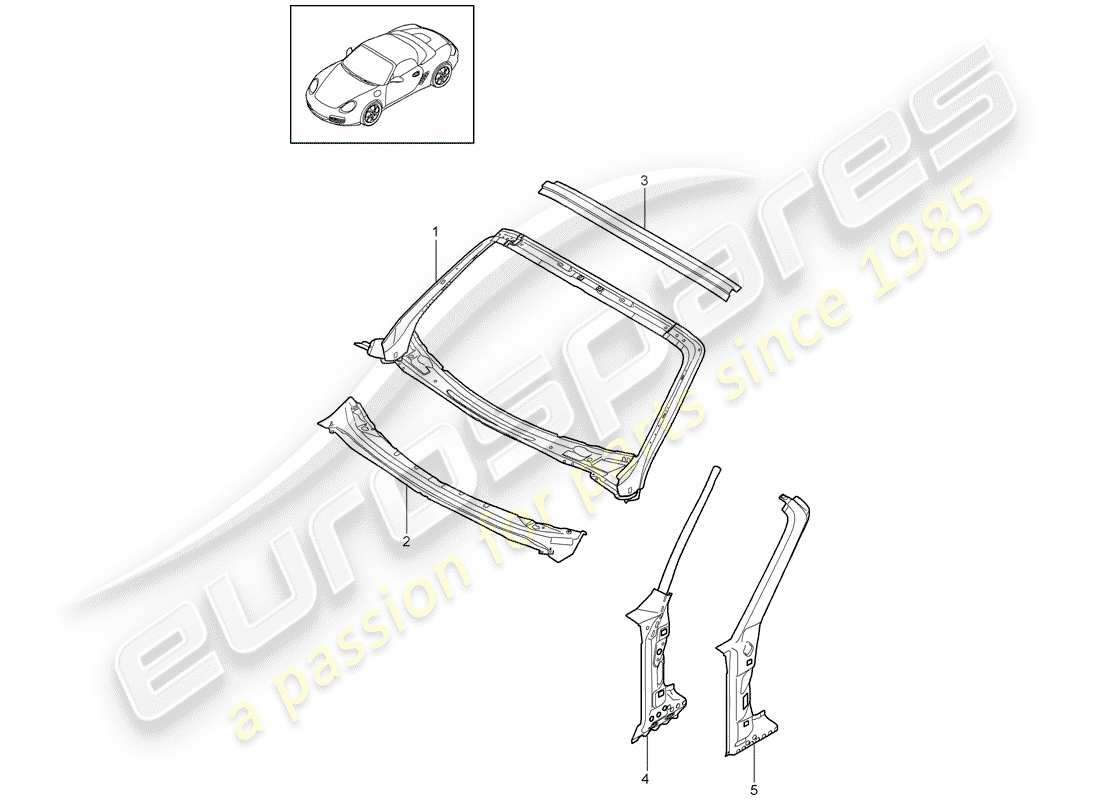 porsche 2011 (987 boxster) cowl part diagram